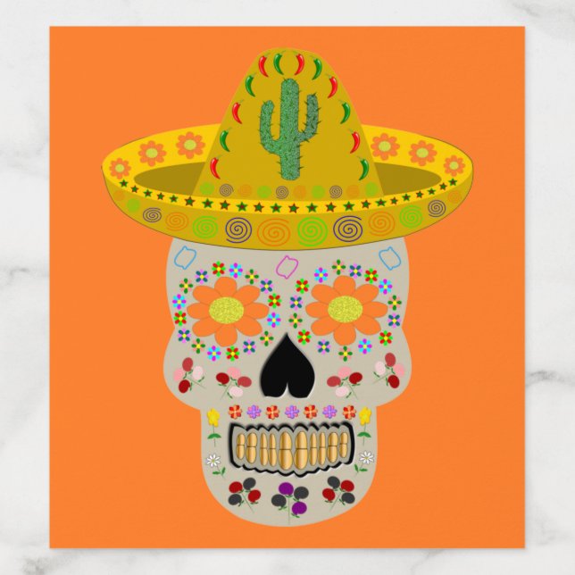 Mexican Day of the Dead Skull  Envelope Liner (Design)