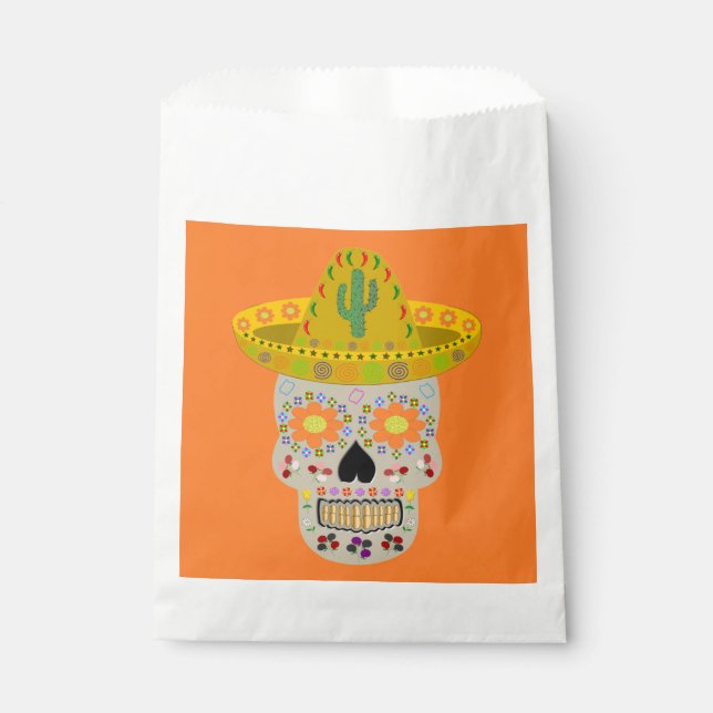 Mexican Day of the Dead Skull  Favor Bag (Front)