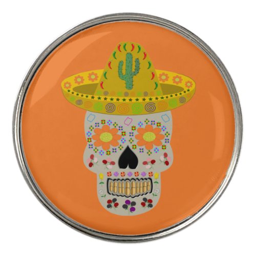 Mexican Day of the Dead Skull  Golf Ball Marker