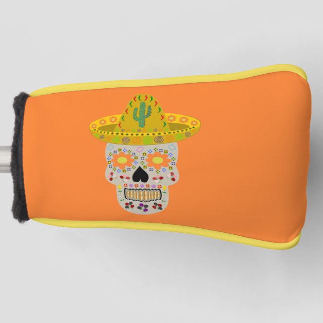Mexican Day of the Dead Skull  Golf Head Cover (Front)