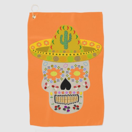 Mexican Day of the Dead Skull  Golf Towel