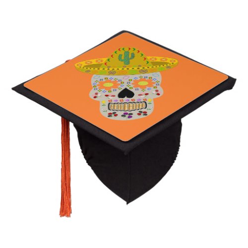 Mexican Day of the Dead Skull  Graduation Cap Topper