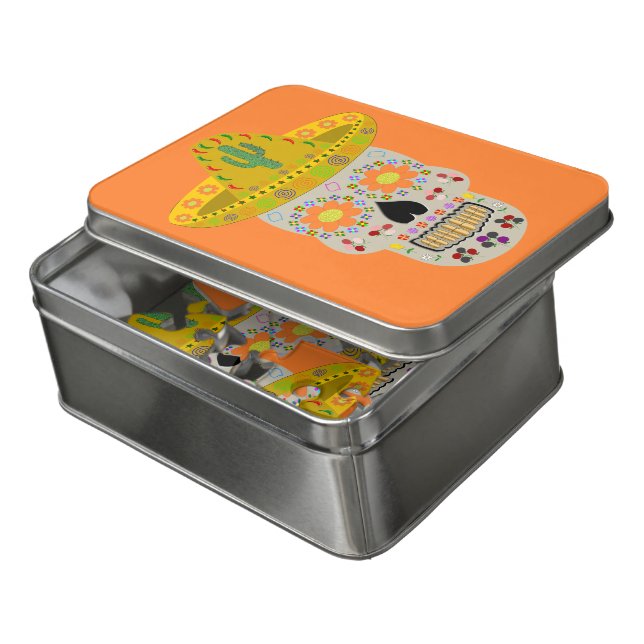 Mexican Day of the Dead Skull  Jigsaw Puzzle (Lid Open)