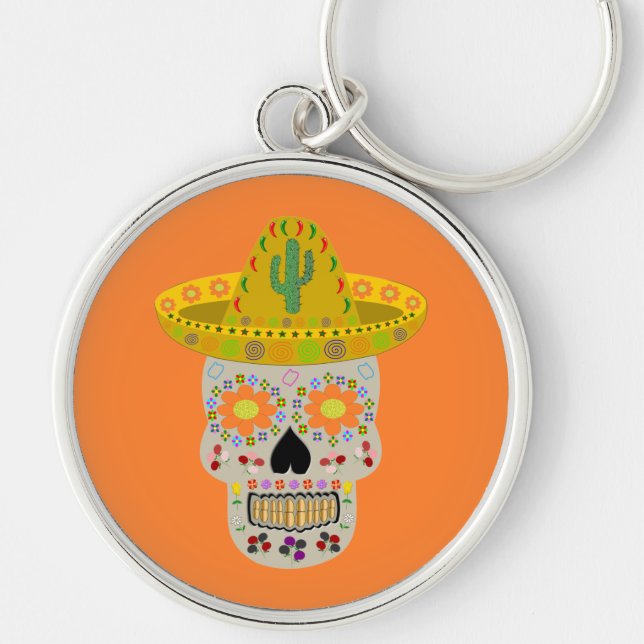 Mexican Day of the Dead Skull  Keychain (Front)
