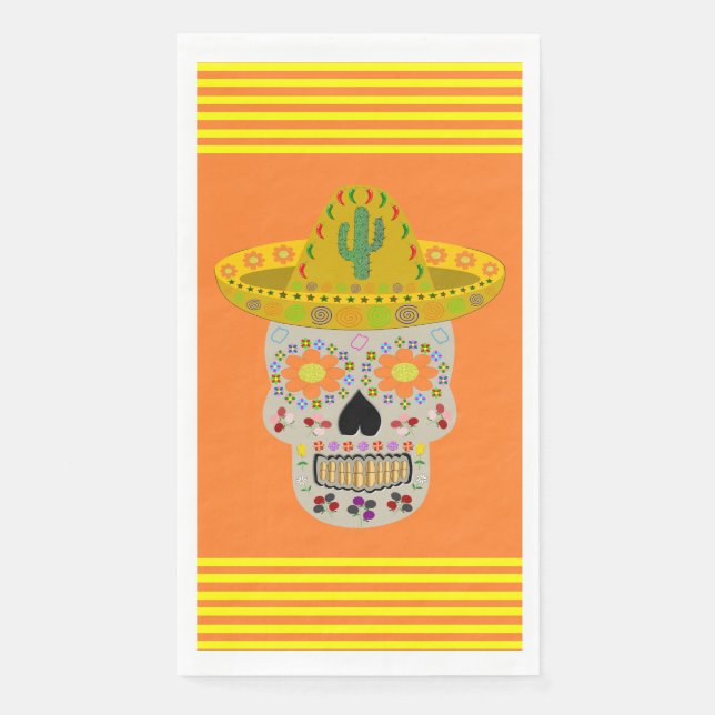Mexican Day of the Dead Skull  Paper Guest Towels (Front)