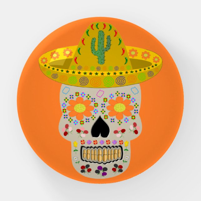 Mexican Day of the Dead Skull  Paperweight (Front)