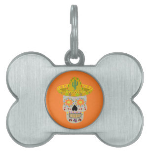 Mexican Day of the Dead Skull Pet ID Tag