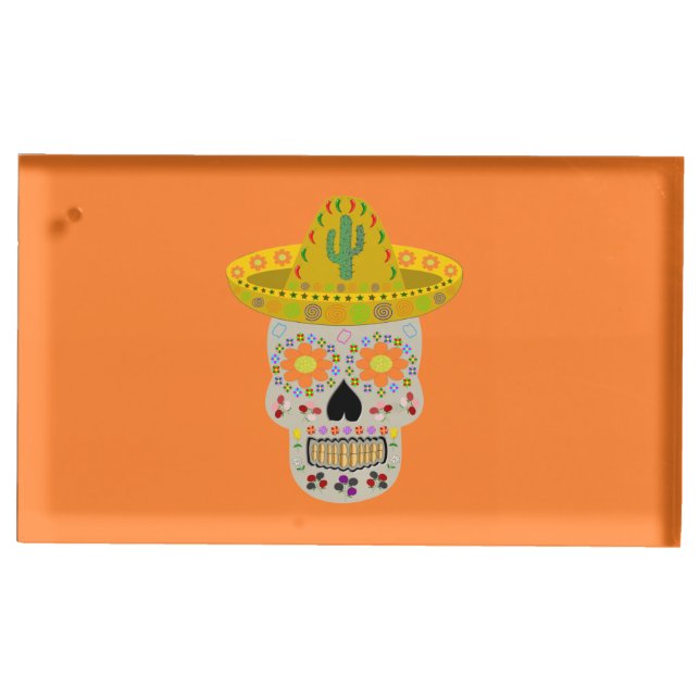 Mexican Day of the Dead Skull  Place Card Holder (Front)