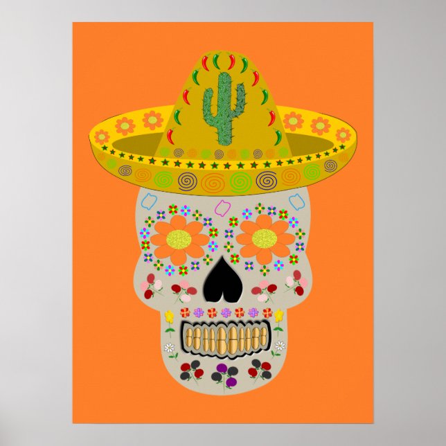 Mexican Day of the Dead Skull  Poster (Front)