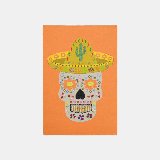 Mexican Day of the Dead Skull  Rug (Front (Vertical))