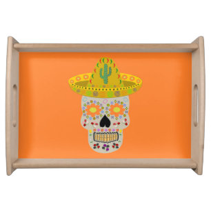 Mexican Day of the Dead Skull  Serving Tray