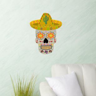 Mexican Day of the Dead Skull Shaped Wall Decal