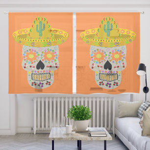 Mexican Day of the Dead Skull Sheer Curtains