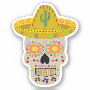 Mexican Day of the Dead Skull Sticker