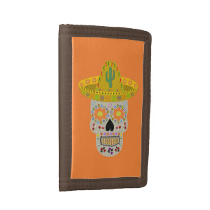 Mexican Day of the Dead Skull Tri-fold Wallet