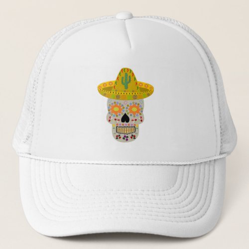 Mexican Day of the Dead Skull  Trucker Hat