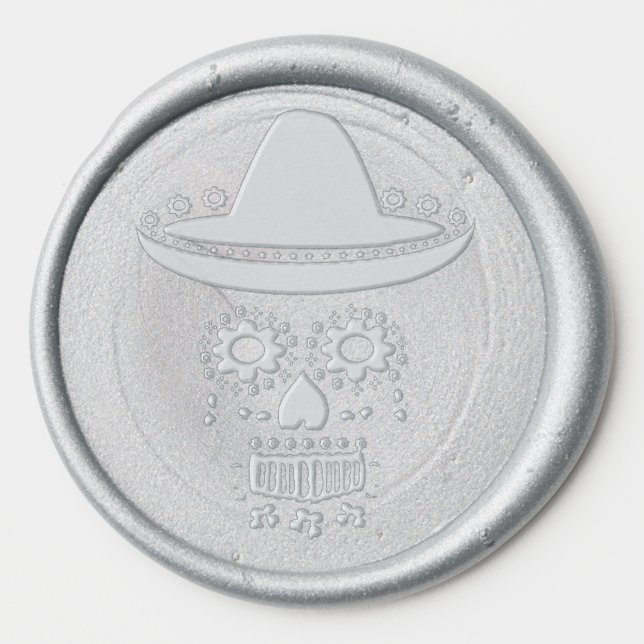 Mexican Day of the Dead Skull Wax Seal Sticker (Front)
