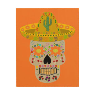 Mexican Day of the Dead Skull Wood Wall Art