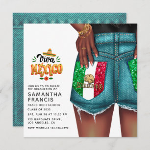 Mexican Denim Girl Graduation Party Invitation