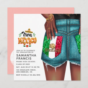 Mexican Denim Girl Graduation Party Invitation