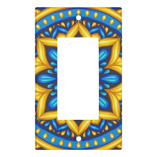 Mexican Design Blue and yellow  Light Switch Cover (Front)