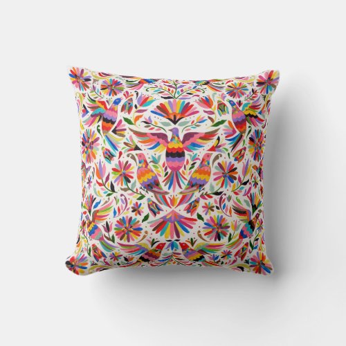 Mexican Design Colorful pigeons  Pheasant Throw Pillow