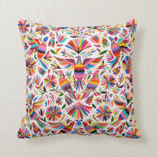 Mexican Design Colorful pigeons & Pheasant Throw Pillow
