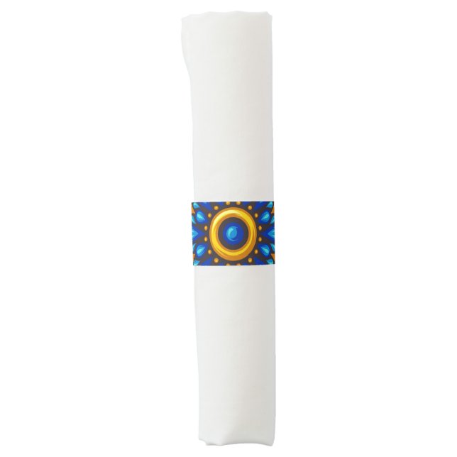 Mexican Design of Blue and Yellow  Napkin Bands (Front)