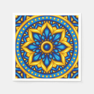 Mexican Design of Blue and Yellow  Napkins