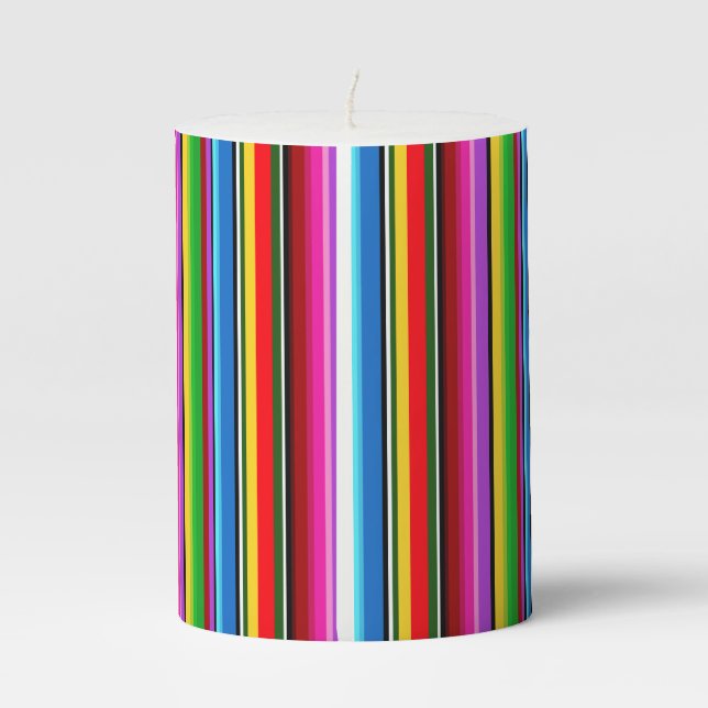 Mexican Design Pillar Candle (Back)