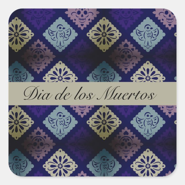Mexican Dia de los Muertos customizable      Square Sticker (Front)