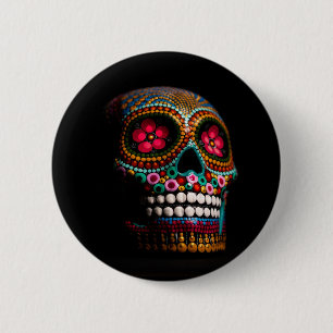 Mexican Dia of the Dead Skeleton Art Death Art Button