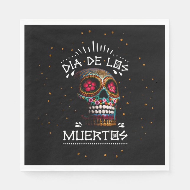 Mexican Dia of the Dead Skeleton Art Death Art Napkins (Front)
