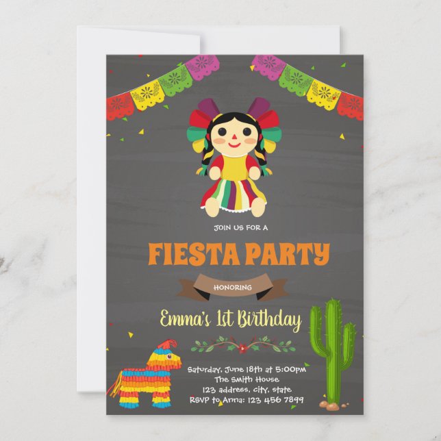 Mexican doll birthday invitation (Front)
