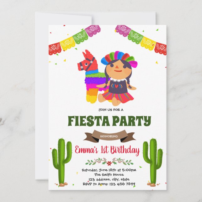 Mexican doll birthday invitation (Front)