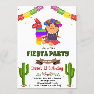 Mexican doll birthday invitation