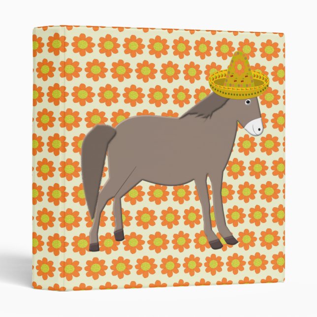 Mexican Donkey Day of the Dead 3 Ring Binder (Front/Spine)