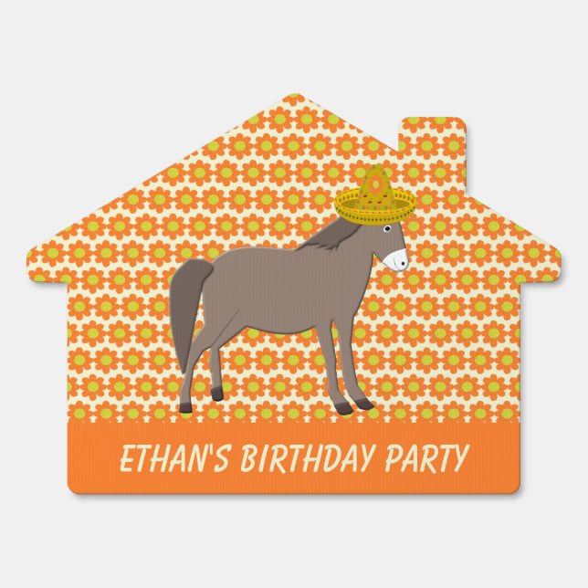 Mexican Donkey Day of the Dead Birthday Custom Sign (Front)