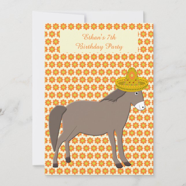 Mexican Donkey Day of the Dead  Birthday Party Invitation (Front)