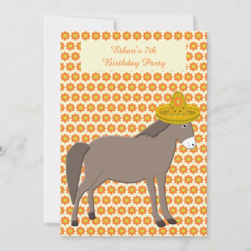 Mexican Donkey Day of the Dead  Birthday Party Invitation