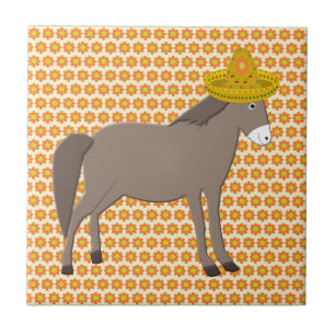 Mexican Donkey Day of the Dead Ceramic Tile