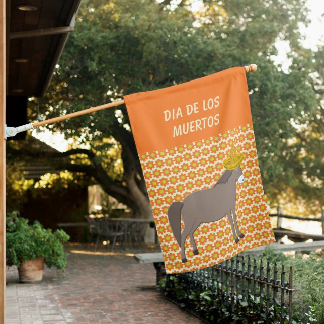 Mexican Donkey Day of the Dead Custom House Flag (In SItu)