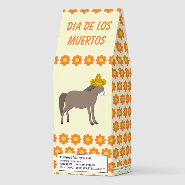 Mexican Donkey Day of the Dead Custom Roasted Coffee (Front)
