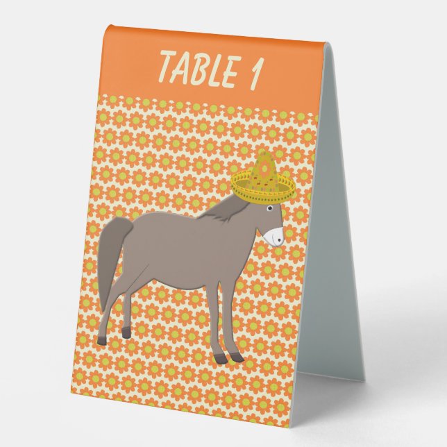 Mexican Donkey Day of the Dead Custom Table Tent (Front)