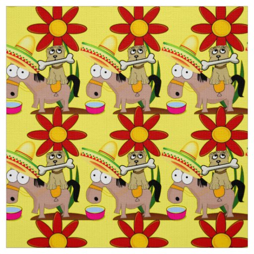 Mexican Donkey Dog Sombrero Yellow Fabric