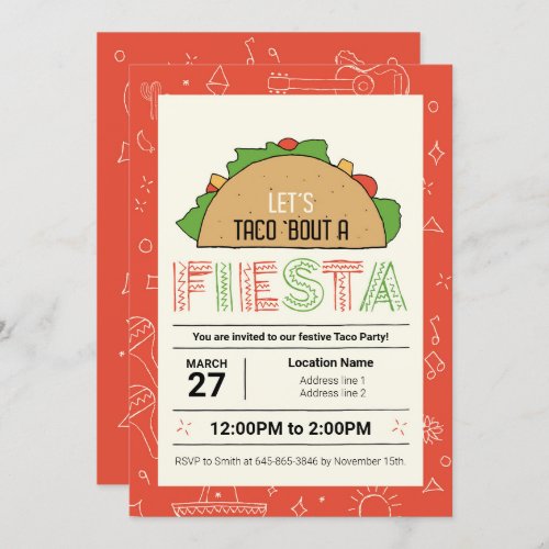 Mexican Doodles Taco Clip Art Taco Fiesta Party Invitation