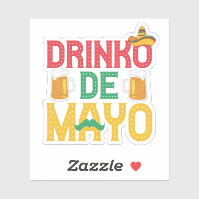 Mexican Drinko de Mayo Funny Cinco de Mayo Gift Sticker (Sheet)