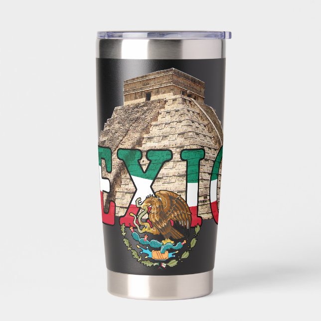 Mexican Eagle And Pyramid Insulated Tumbler (Left)