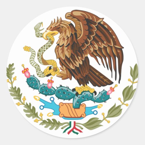 Mexican Eagle And Snake Classic Round Sticker