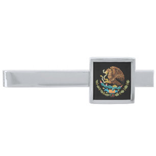 Mexican Eagle & Mexico, flag fashion / business Silver Finish Tie Bar